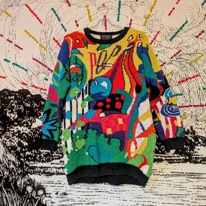 Vintage 80s 90s Bright Funky Knit Sweater